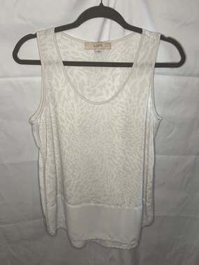 LOFT White Animal Print Sleeveless Mesh Panel Tank Top Size M